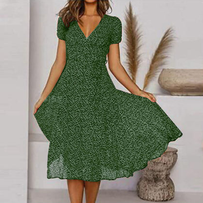 LM | V-neck wrap midi dress