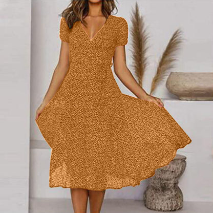 LM | V-neck wrap midi dress