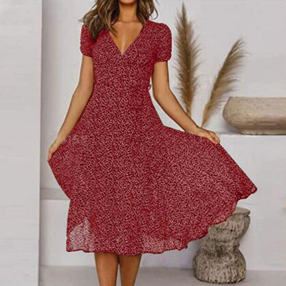 LM | V-neck wrap midi dress