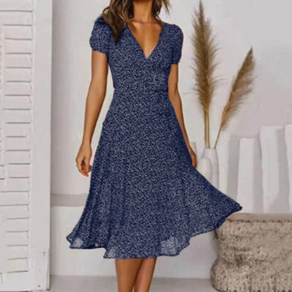 LM | V-neck wrap midi dress