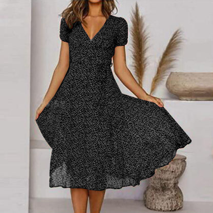 LM | V-neck wrap midi dress