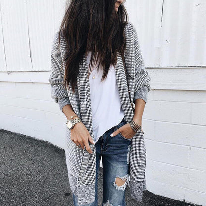 LM | Loose checked cardigan