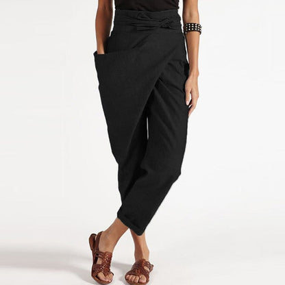 LM | Elegant cropped trousers with wrap front