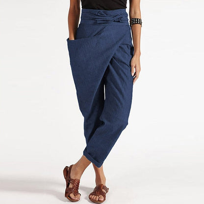 LM | Elegant cropped trousers with wrap front