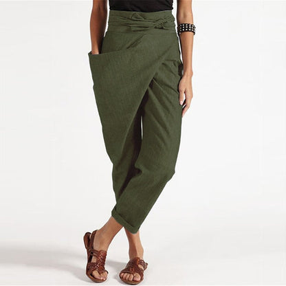 LM | Elegant cropped trousers with wrap front