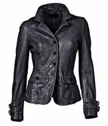 LM | Black leather jacket with fit