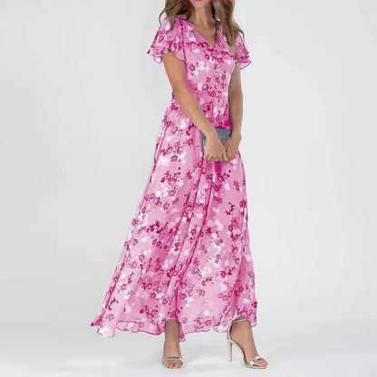 LM | Maxi dress with ruffled sleeves and floral pattern