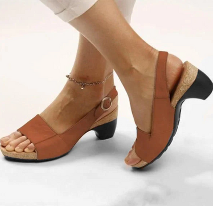 LM | Open slingback sandals with block heel